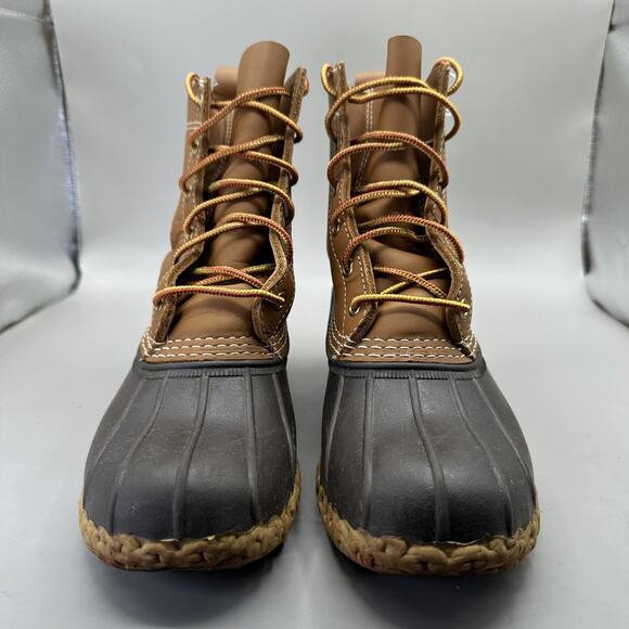 L.L. Bean Boots 8" Duck Boots Womens 6M Brown Leather Lined Made in Maine USA - Picture 3 of 9